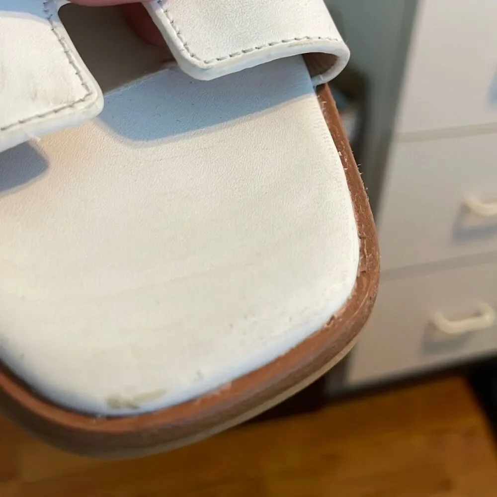 Steve Madden Hayden Sandals White Leather Flats 8.5 - Picture 7 of 9